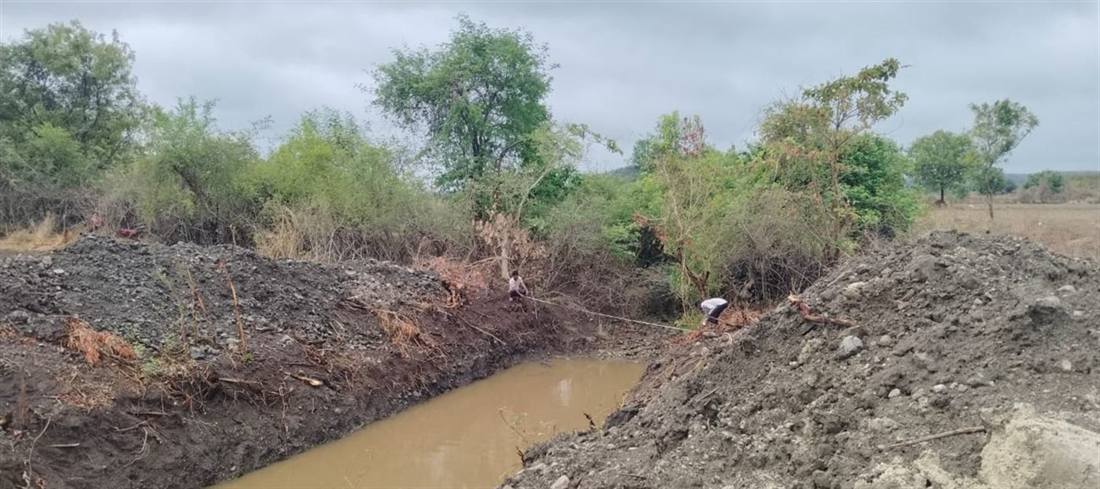 A treated stream channel after excavation